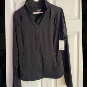 Black zip up workout sweatshirt